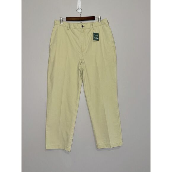 LL Bean Khaki Pants Comfort Waist Elastic Classic Cotton Beige Preppy Mens 36x29 - Picture 5 of 12